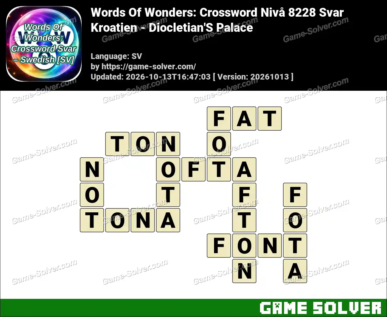 Words Of Wonders: Crossword Nivå 8228 Svar – Kroatien – Diocletian’S Palace